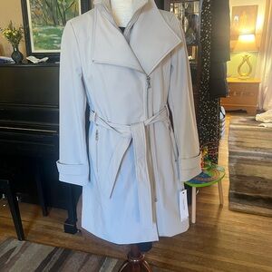 Calvin Klein Light Gray Belted Trench Coat